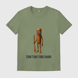 Футболка хлопковая мужская Tung tung tung Sahur Brainrot, цвет: авокадо