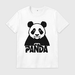 Футболка хлопковая мужская Панда черное граффити, цвет: белый