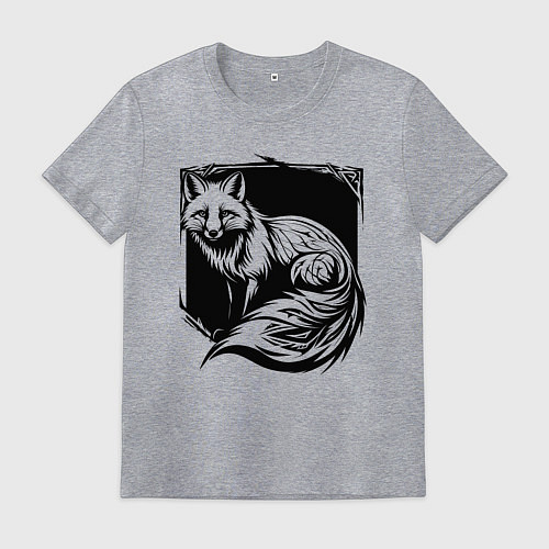 Мужская футболка Песец черный орнамент / Меланж – фото 1