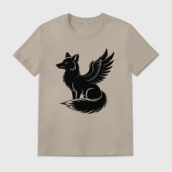Футболка хлопковая мужская Крылатый песец, цвет: миндальный