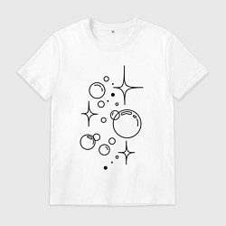 Футболка хлопковая мужская Мыльные пузыри, цвет: белый