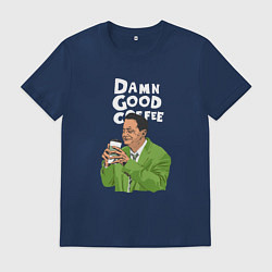 Футболка хлопковая мужская Damn good coffee, цвет: тёмно-синий