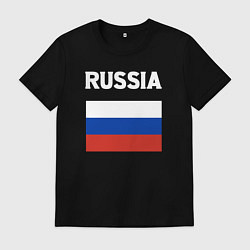 Футболка хлопковая мужская Russia flag, цвет: черный