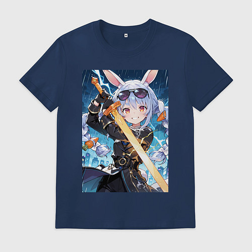 Мужская футболка Крольчиха Пекора с мечем / Тёмно-синий – фото 1