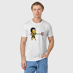 Футболка хлопковая мужская Боец Скорпион - Mortal Kombat meme, цвет: белый — фото 2