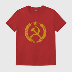 Футболка хлопковая мужская Герб - СССР, цвет: красный