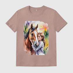 Футболка хлопковая мужская Доверие, цвет: пыльно-розовый