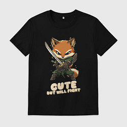 Футболка хлопковая мужская Милый но готов драться, цвет: черный