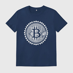 Футболка хлопковая мужская Биткоин цифровой, цвет: тёмно-синий