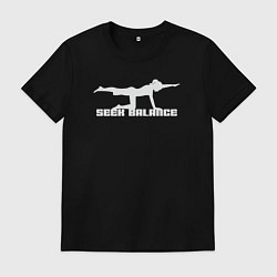 Футболка хлопковая мужская Искать баланс, цвет: черный