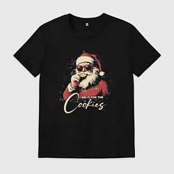 Футболка хлопковая мужская Santa cookies, цвет: черный