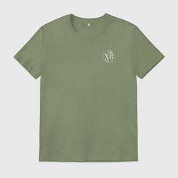 Футболка хлопковая мужская Христос воскресе белый узор, цвет: авокадо