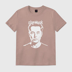 Футболка хлопковая мужская Аниме портрет Илона Маска, цвет: пыльно-розовый
