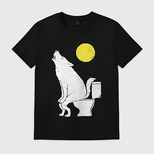 Мужская футболка Срущий волк / Черный – фото 1