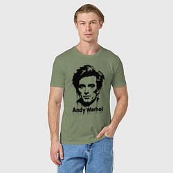 Футболка хлопковая мужская Молодой Энди Уорхол, цвет: авокадо — фото 2