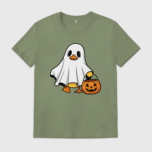Мужская футболка Утенок в костюме приведения - Хэллоуин / Авокадо – фото 1