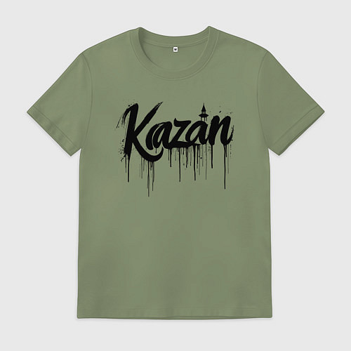 Мужская футболка Казань черной краской / Авокадо – фото 1