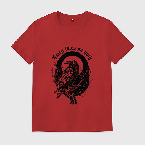 Мужская футболка Готическая ворона сидит на ветке / Красный – фото 1