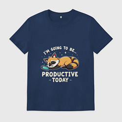 Футболка хлопковая мужская Супер продуктивный енот, цвет: тёмно-синий