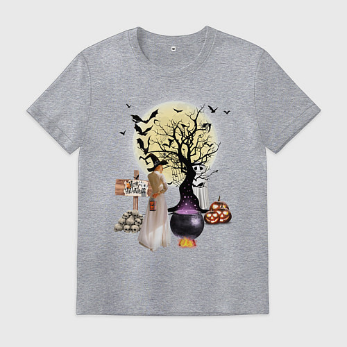 Мужская футболка Полнолуние в Хэллуин / Меланж – фото 1