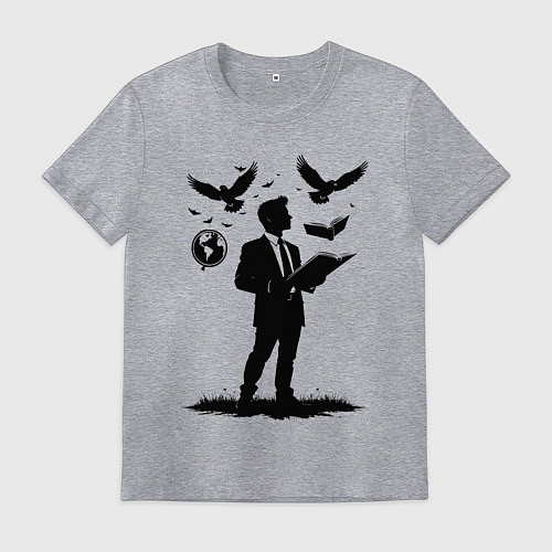 Мужская футболка Учитель с символами / Меланж – фото 1