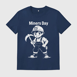 Футболка хлопковая мужская День шахтера аниме, цвет: тёмно-синий