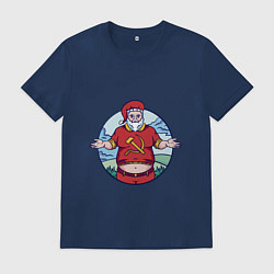 Футболка хлопковая мужская Советский Санта, цвет: тёмно-синий