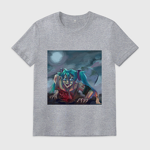 Мужская футболка Halloween Miku zombie / Меланж – фото 1