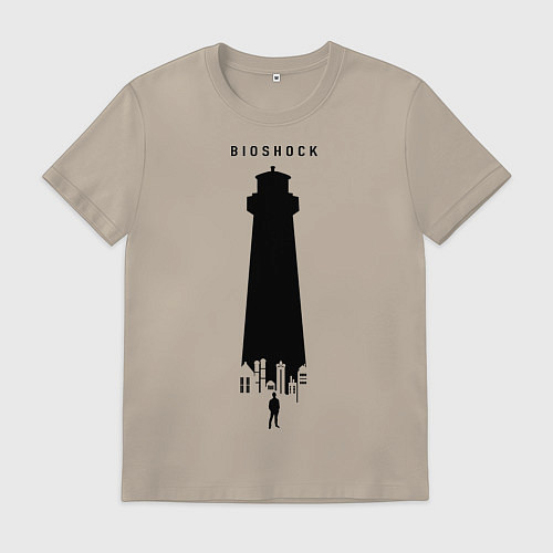 Мужская футболка Биошок маяк / Миндальный – фото 1