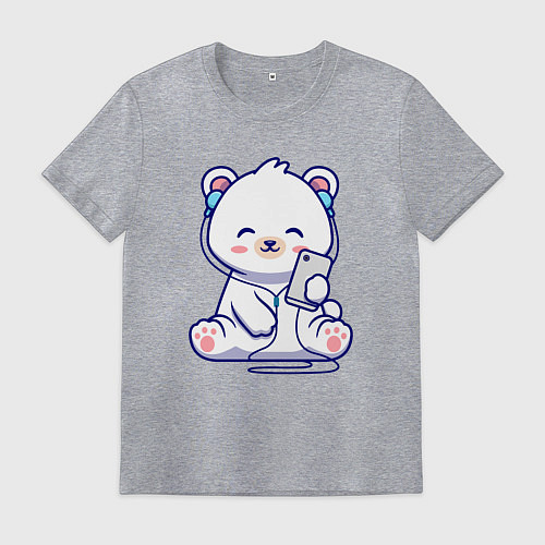 Мужская футболка Music white bear / Меланж – фото 1