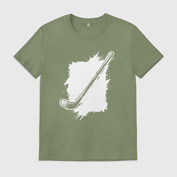 Футболка хлопковая мужская Хоккейная клюшка в квадрате, цвет: авокадо