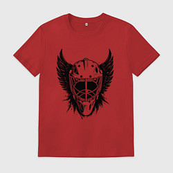 Футболка хлопковая мужская Крылатая хоккейная маска, цвет: красный