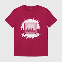 Футболка хлопковая мужская Уличная хоккейная рамка, цвет: маджента
