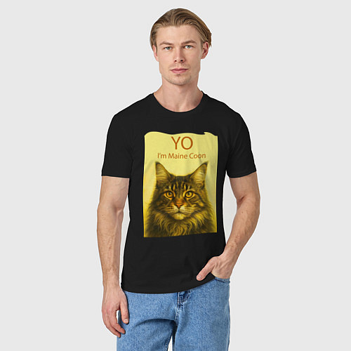 Мужская футболка Yo - Im Maine Coon / Черный – фото 3