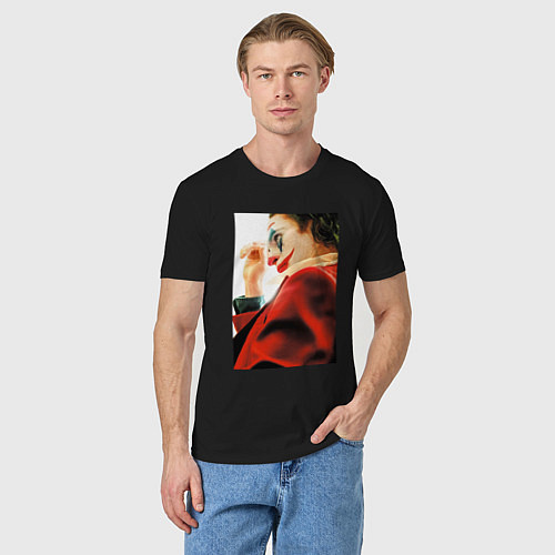 Мужская футболка Джокер - Хоакин Феникс / Черный – фото 3