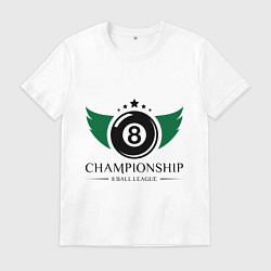 Футболка хлопковая мужская Billiards (8 ball league), цвет: белый