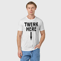 Футболка хлопковая мужская Twerk here, цвет: белый — фото 2