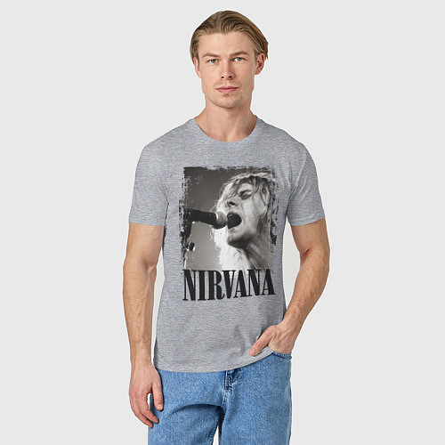 Мужская футболка Кобейн поет / Меланж – фото 3