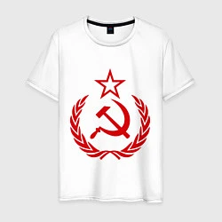 Футболка хлопковая мужская СССР герб, цвет: белый