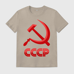 Футболка хлопковая мужская СССР Логотип, цвет: миндальный