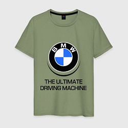 Футболка хлопковая мужская BMW Driving Machine, цвет: авокадо