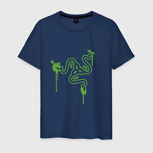 Мужская футболка Razer logo / Тёмно-синий – фото 1