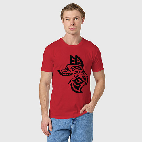 Мужская футболка Орнамент волк / Красный – фото 3