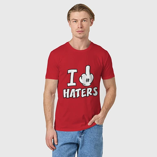 Мужская футболка I f@ck haters / Красный – фото 3