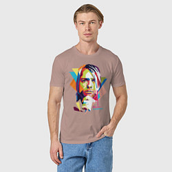 Футболка хлопковая мужская Kurt Cobain: Colors, цвет: пыльно-розовый — фото 2