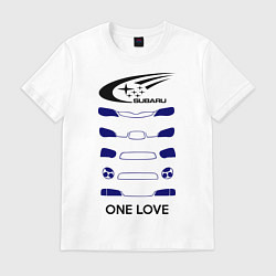 Футболка хлопковая мужская One love subaru, цвет: белый