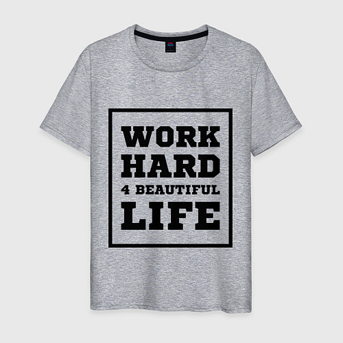 Мужская футболка Работай чтобы жить красиво / Меланж – фото 1