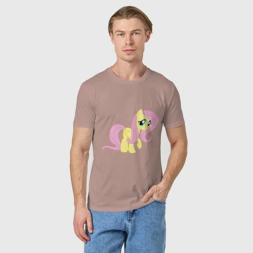 Мужская футболка Пони пегас Флаттершай / Пыльно-розовый – фото 3