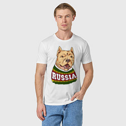 Футболка хлопковая мужская Made in Russia: собака, цвет: белый — фото 2