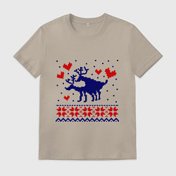 Футболка хлопковая мужская Любовь оленей, цвет: миндальный